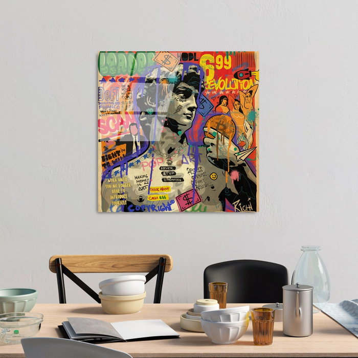 Wallity Pintura Decorativa de Vidrio Templado Multicolor 50 x 50 cm